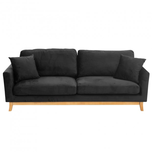 Daydream 3-Seater Loose-Back Sofa Bed with Cushions by Sarantino - Black Image 10
