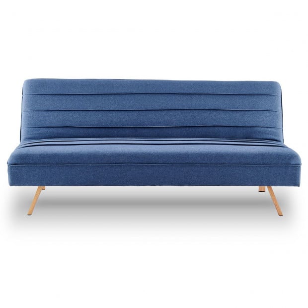 Riviera 3-Seater Pleated Linen Sofa Bed by Sarantino - Dark Blue