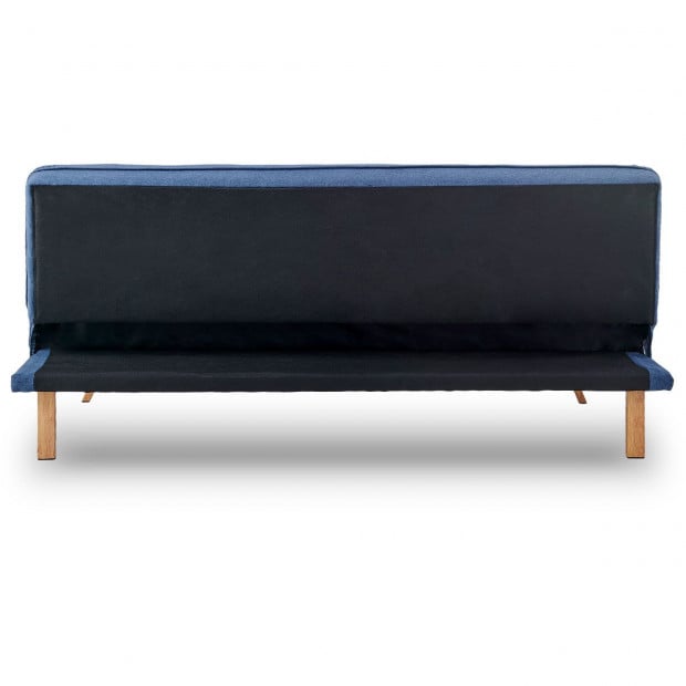 Riviera 3-Seater Pleated Linen Sofa Bed by Sarantino - Dark Blue Image 5