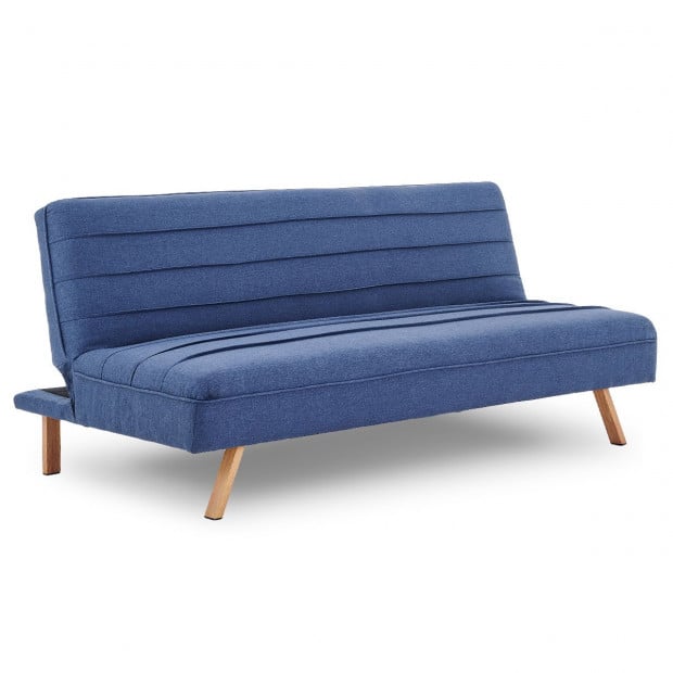 Riviera 3-Seater Pleated Linen Sofa Bed by Sarantino - Dark Blue Image 6