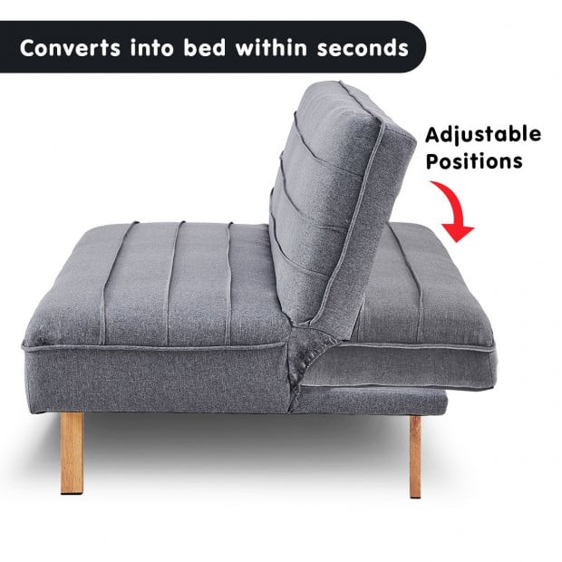 Riviera 3-Seater Pleated Linen Sofa Bed by Sarantino - Dark Grey Image 3