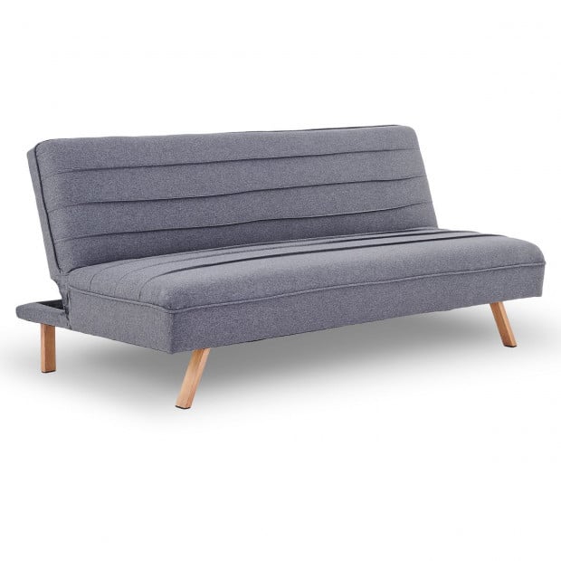 Riviera 3-Seater Pleated Linen Sofa Bed by Sarantino - Dark Grey Image 4