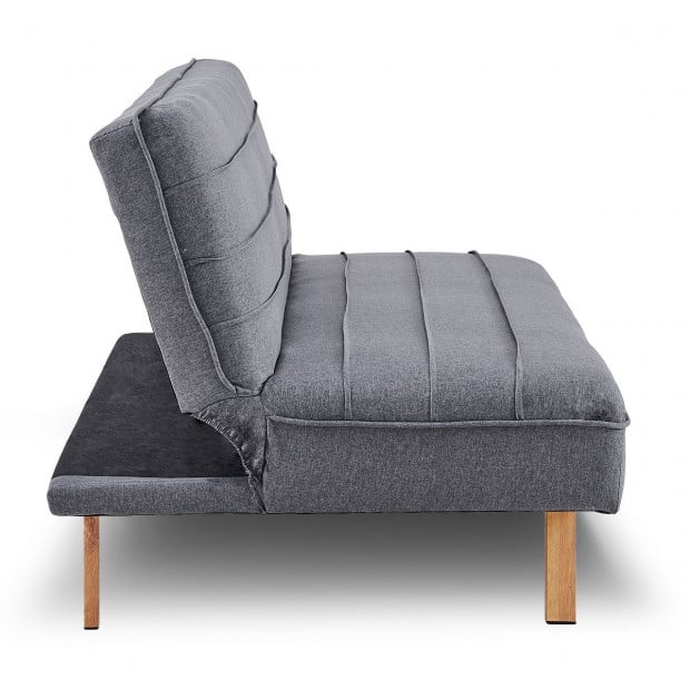 Riviera 3-Seater Pleated Linen Sofa Bed by Sarantino - Dark Grey Image 5