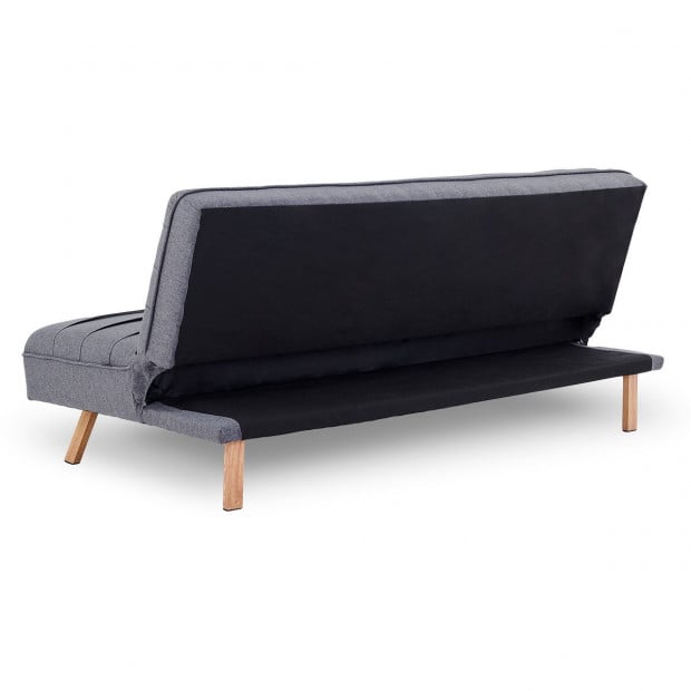 Riviera 3-Seater Pleated Linen Sofa Bed by Sarantino - Dark Grey Image 7