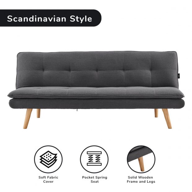 Cloud Plush Tufted Sofa Bed with Splayed Legs by Sarantino - Dark Grey Image 3