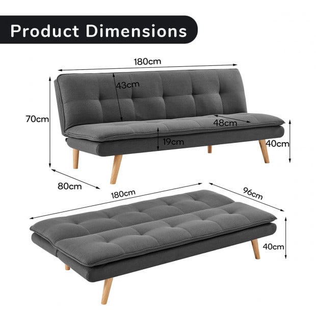 Cloud Plush Tufted Sofa Bed with Splayed Legs by Sarantino - Dark Grey Image 10