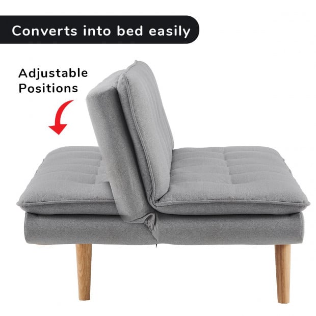Cloud Plush Tufted Sofa Bed with Splayed Legs by Sarantino - Light Grey Image 3