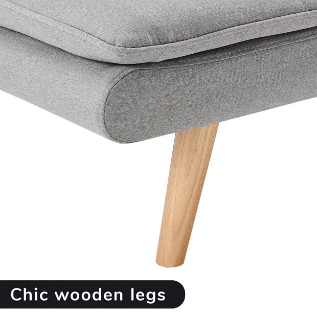 Cloud Plush Tufted Sofa Bed with Splayed Legs by Sarantino - Light Grey Image 11