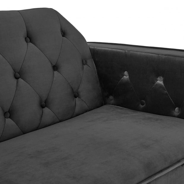 Beatrice Button-Tufted Faux Velvet Sofa Bed by Sarantino - Black Image 11