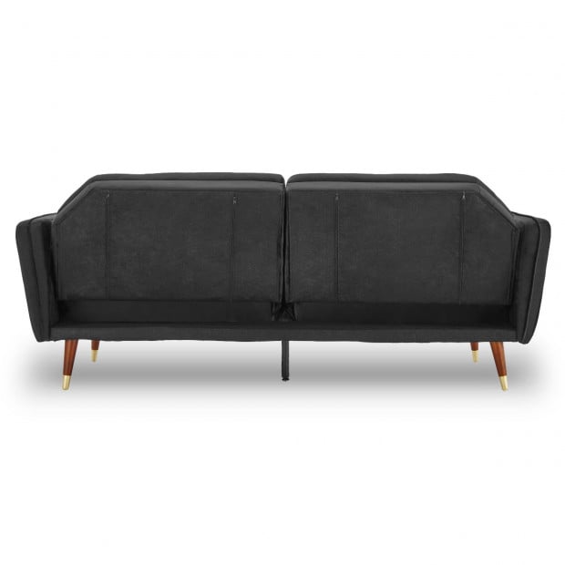 Beatrice Button-Tufted Faux Velvet Sofa Bed by Sarantino - Black Image 7