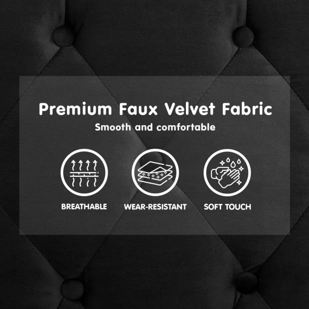 Beatrice Button-Tufted Faux Velvet Sofa Bed by Sarantino - Black Image 3