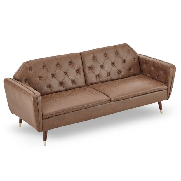 Beatrice Button-Tufted Faux Leather Sofa Bed by Sarantino - Brown Image 5