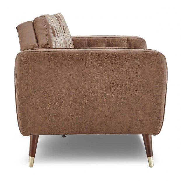 Beatrice Button-Tufted Faux Leather Sofa Bed by Sarantino - Brown Image 6