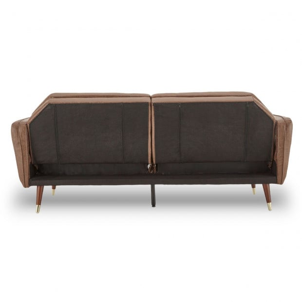 Beatrice Button-Tufted Faux Leather Sofa Bed by Sarantino - Brown Image 7