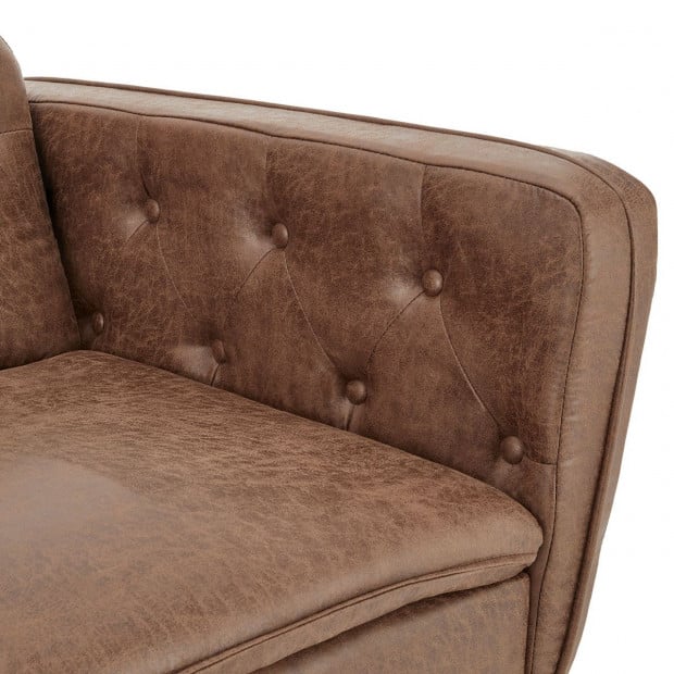 Beatrice Button-Tufted Faux Leather Sofa Bed by Sarantino - Brown Image 12