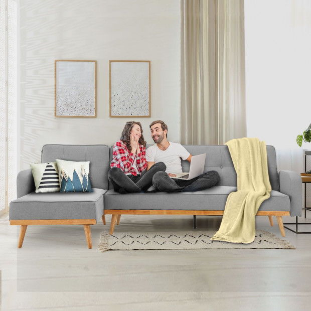 Bella 3-Seater Corner Sofa Bed with Chaise Lounge by Sarantino - Light Grey Image 12