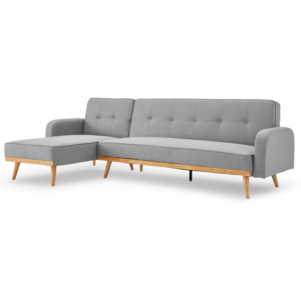 Bella 3-Seater Corner Sofa Bed with Chaise Lounge by Sarantino - Light Grey Image 4