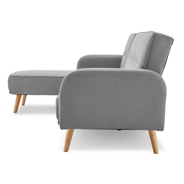 Bella 3-Seater Corner Sofa Bed with Chaise Lounge by Sarantino - Light Grey Image 5