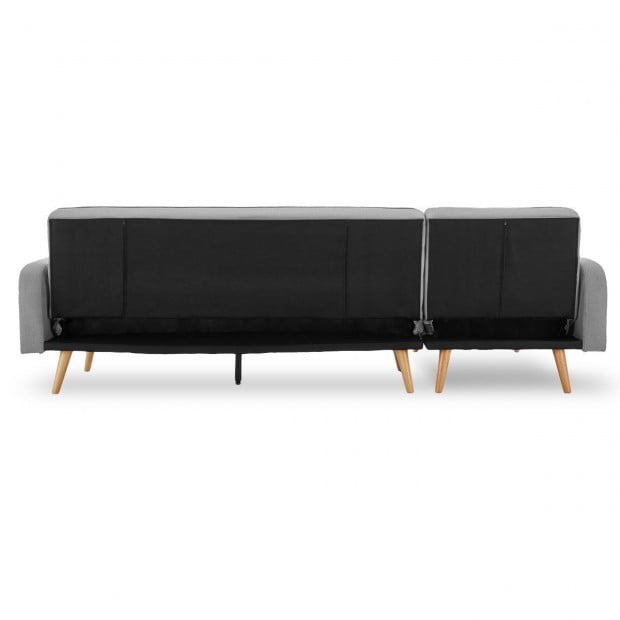 Bella 3-Seater Corner Sofa Bed with Chaise Lounge by Sarantino - Light Grey Image 6