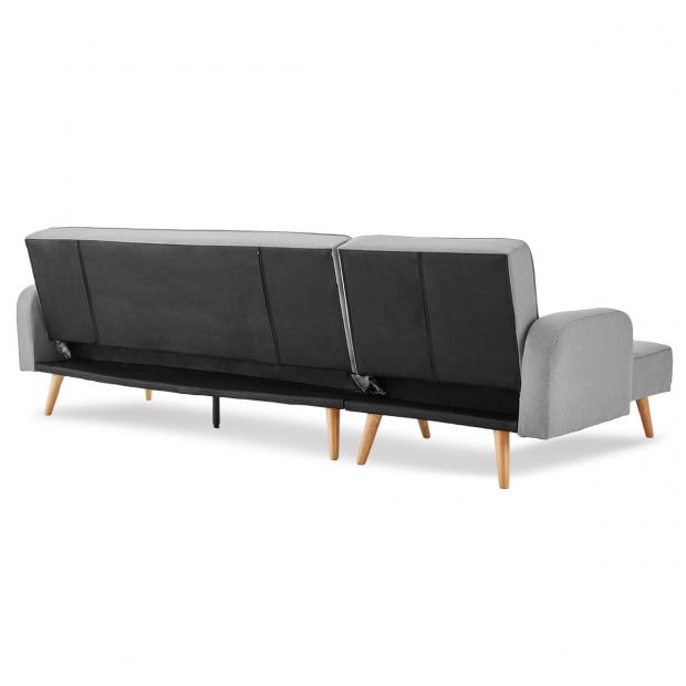 Bella 3-Seater Corner Sofa Bed with Chaise Lounge by Sarantino - Light Grey Image 7