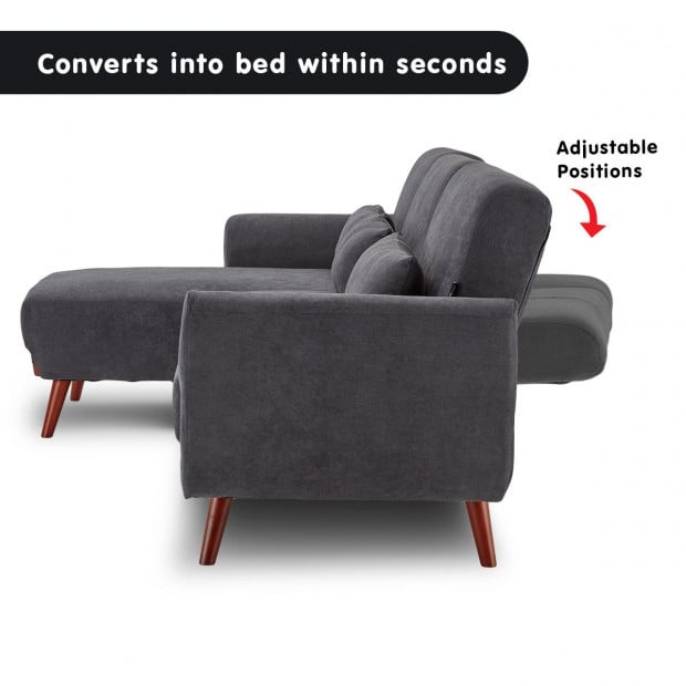 Willow Modern Sofa Bed with Chaise by Sarantino - Dark Grey Image 10