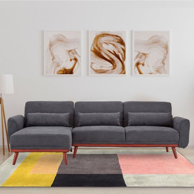Willow Modern Sofa Bed with Chaise by Sarantino - Dark Grey Image 2