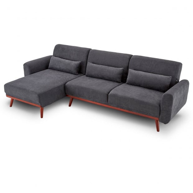 Willow Modern Sofa Bed with Chaise by Sarantino - Dark Grey Image 3