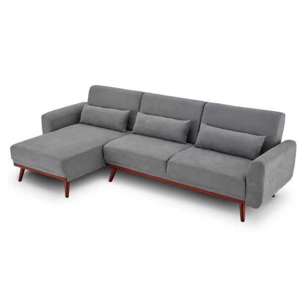 Willow Modern Sofa Bed with Chaise by Sarantino - Light Grey Image 3