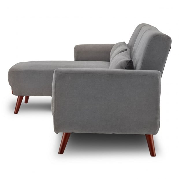 Willow Modern Sofa Bed with Chaise by Sarantino - Light Grey Image 4