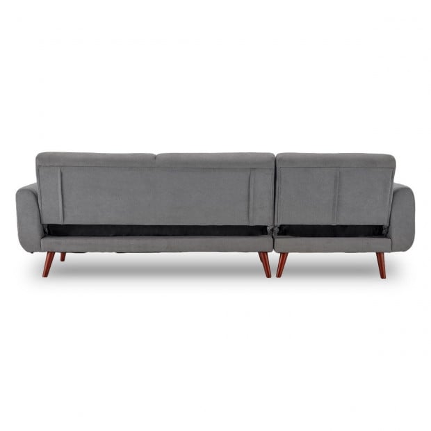 Willow Modern Sofa Bed with Chaise by Sarantino - Light Grey Image 5