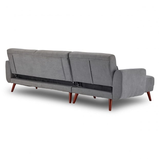 Willow Modern Sofa Bed with Chaise by Sarantino - Light Grey Image 6