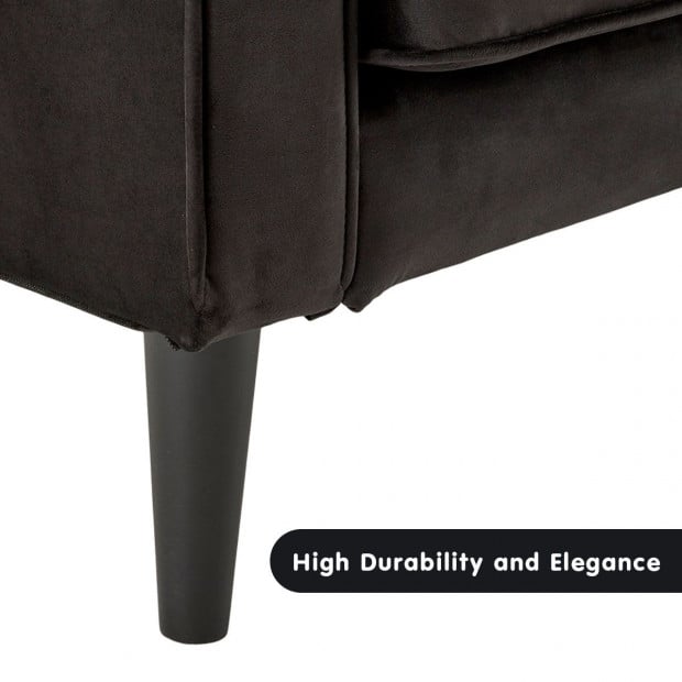 Chloe Faux Velvet Sofa Bed with Bolsters by Sarantino - Black Image 11