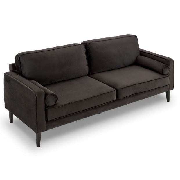 Chloe Faux Velvet Sofa Bed with Bolsters by Sarantino - Black Image 2