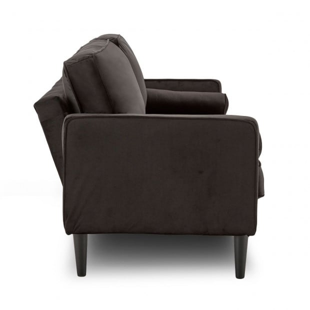 Chloe Faux Velvet Sofa Bed with Bolsters by Sarantino - Black Image 3