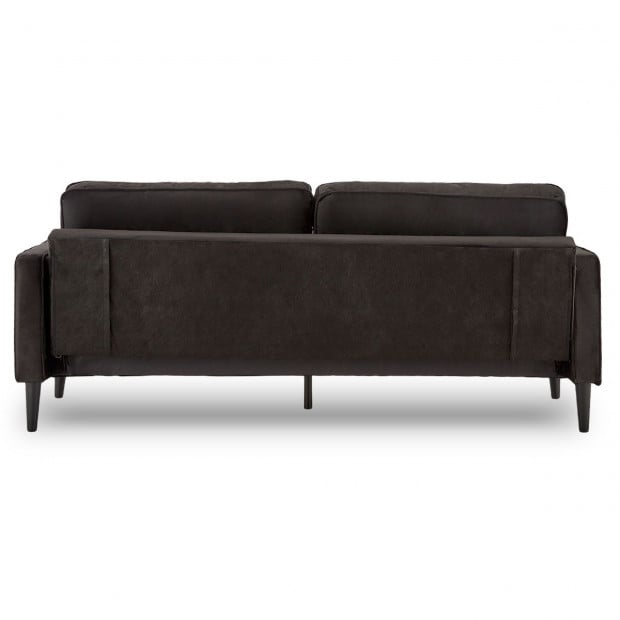 Chloe Faux Velvet Sofa Bed with Bolsters by Sarantino - Black Image 4