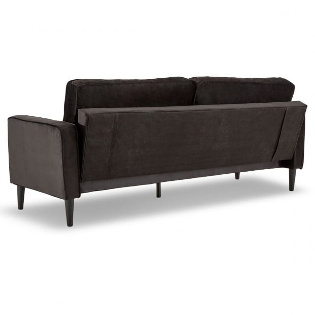Chloe Faux Velvet Sofa Bed with Bolsters by Sarantino - Black Image 5