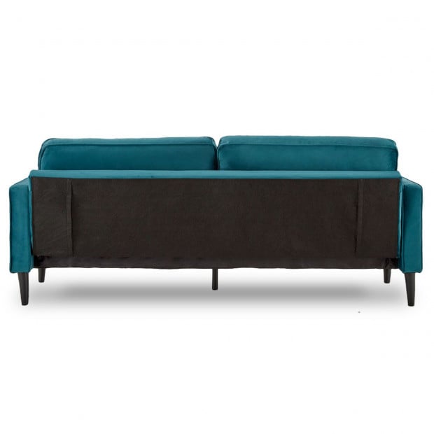 Chloe Faux Velvet Sofa Bed with Bolsters by Sarantino - Blue Image 4