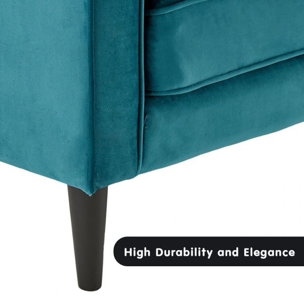 Chloe Faux Velvet Sofa Bed with Bolsters by Sarantino - Blue Image 6