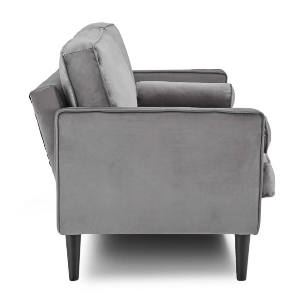 Chloe Faux Velvet Sofa Bed with Bolsters by Sarantino - Grey Image 3