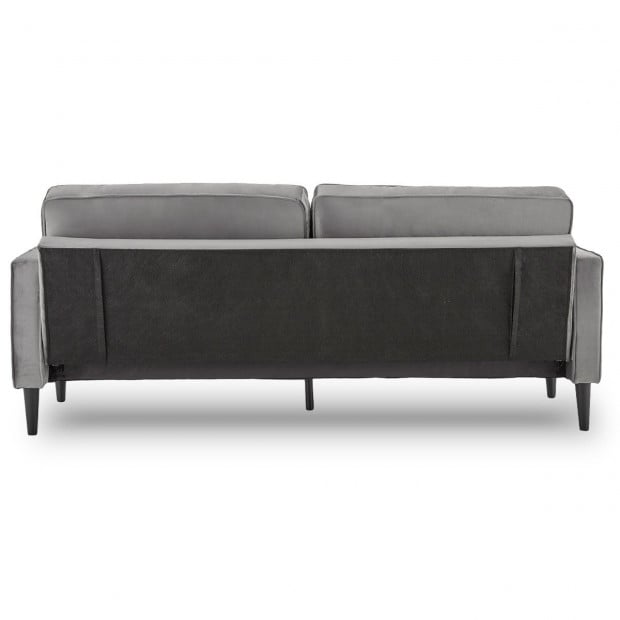 Chloe Faux Velvet Sofa Bed with Bolsters by Sarantino - Grey Image 4