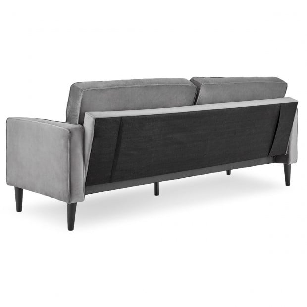 Chloe Faux Velvet Sofa Bed with Bolsters by Sarantino - Grey Image 5