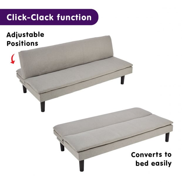 Selena 3-Seater Fabric Sofa Bed with Stitching by Sarantino - Light Grey Image 3