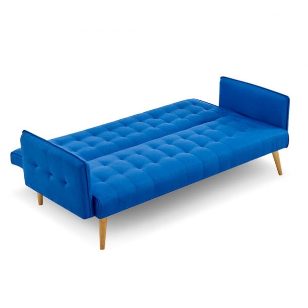 Valencia Tufted Square Arm Sofa Bed by Sarantino - Blue Image 2