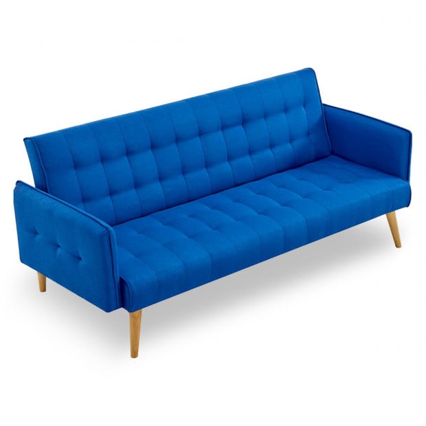 Valencia Tufted Square Arm Sofa Bed by Sarantino - Blue Image 3