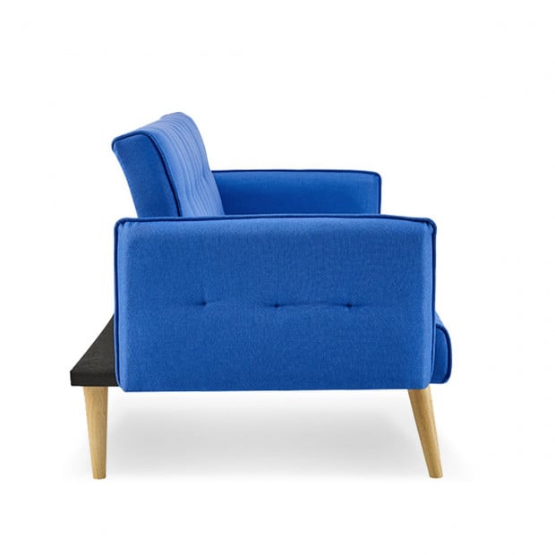 Valencia Tufted Square Arm Sofa Bed by Sarantino - Blue Image 4