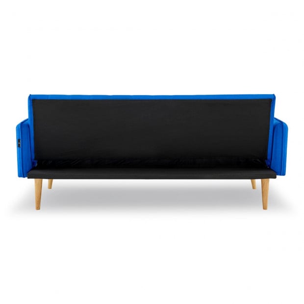 Valencia Tufted Square Arm Sofa Bed by Sarantino - Blue Image 5