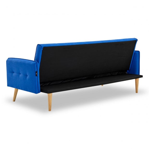 Valencia Tufted Square Arm Sofa Bed by Sarantino - Blue Image 6