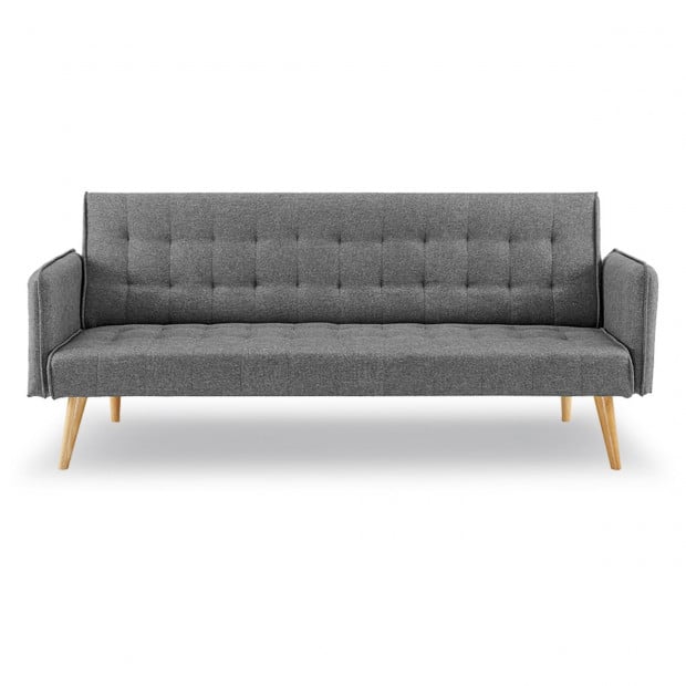 Valencia Tufted Square Arm Sofa Bed by Sarantino - Dark Grey Image 2