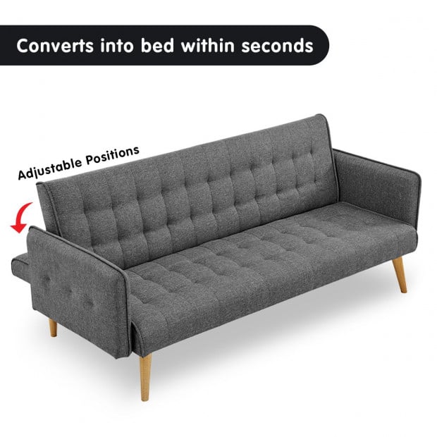 Valencia Tufted Square Arm Sofa Bed by Sarantino - Dark Grey Image 9