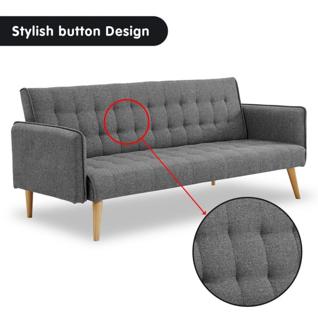 Valencia Tufted Square Arm Sofa Bed by Sarantino - Dark Grey Image 10